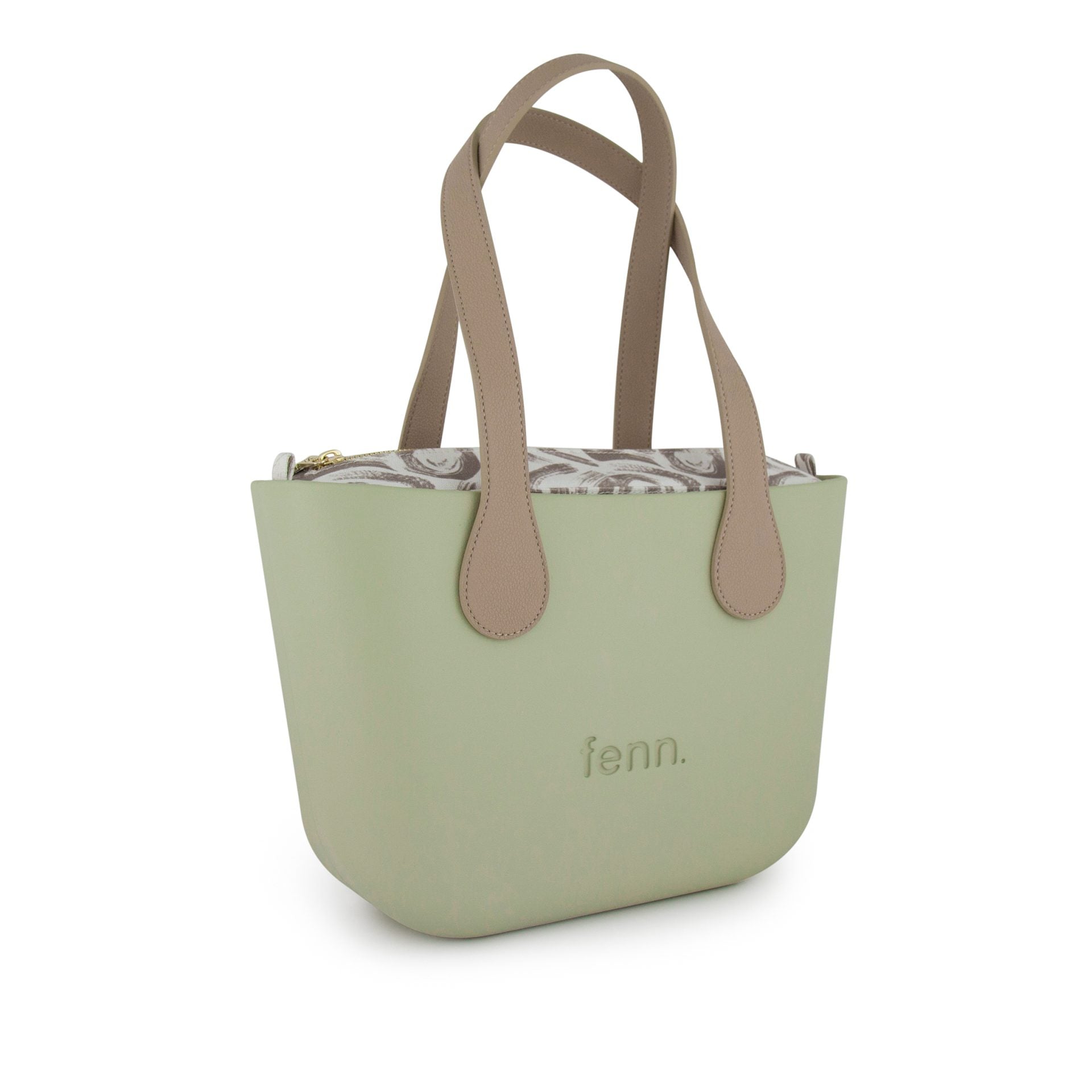 Fenn Petite Light Stone Round Handle with Gold Zip